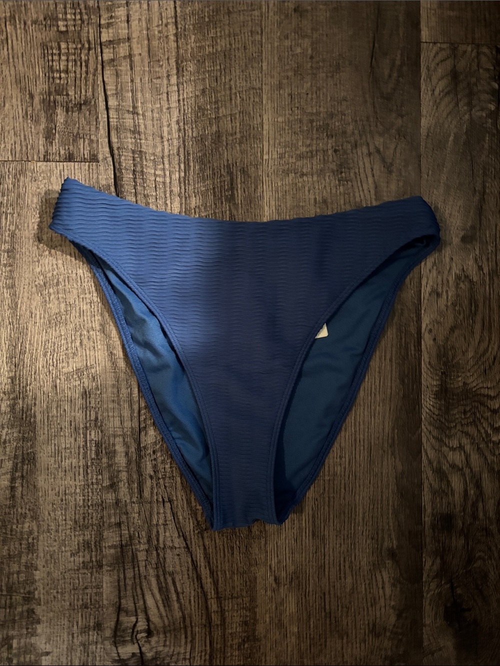 Abercrombie & Fitch High-Rise Ribbed Bikini Bottom - Blue - Size Medium